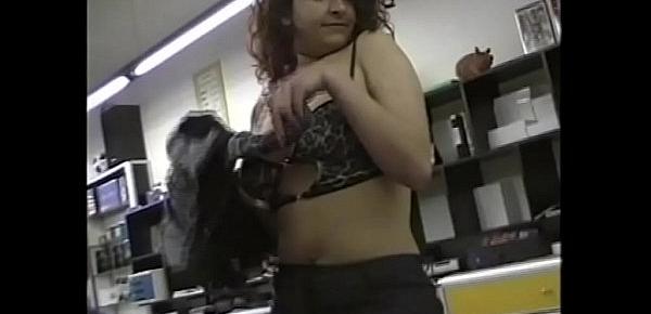  Real slut gets fucked in a shop!